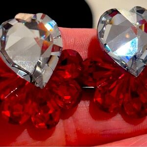 Vintage SWAROFSKI CLEAR HEART W/ PEDALS OF RED CLIP/NEW (ERIKA COURTNEY LYONS)